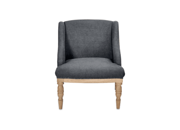 The Hampi armchair in charcoal linen for rent