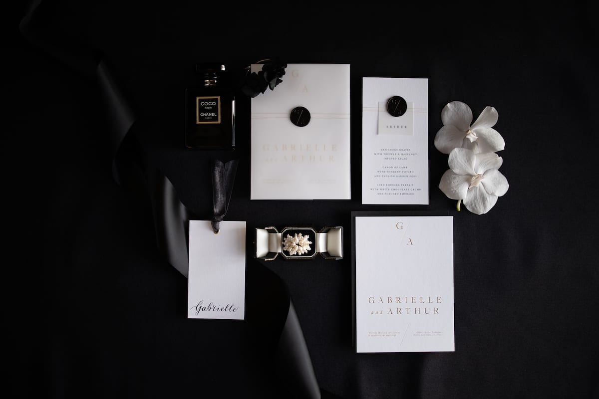 Stationery flat lay wedding