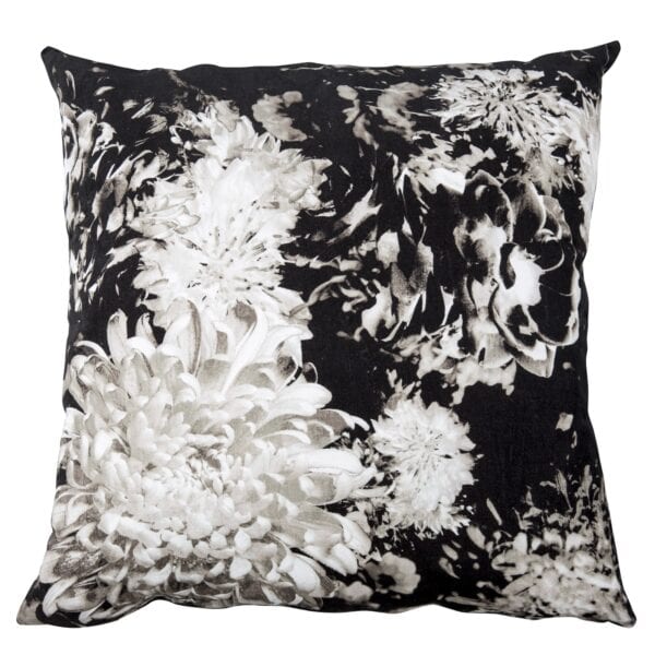 Florence Cushion - black and white. Available to hire for weddings and events
