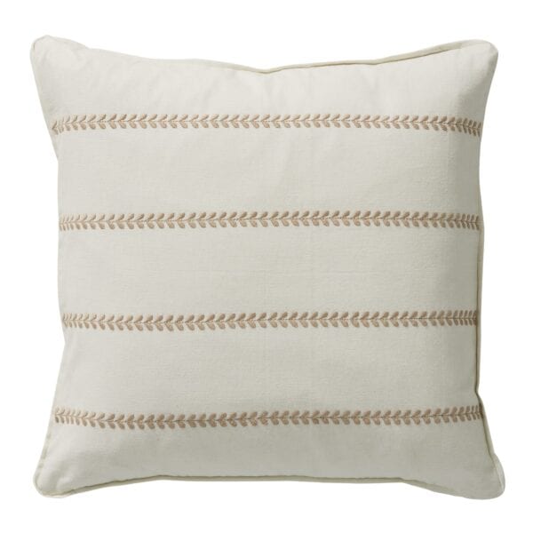 Orla off white cushion with stitch detail for hire to weddings and events