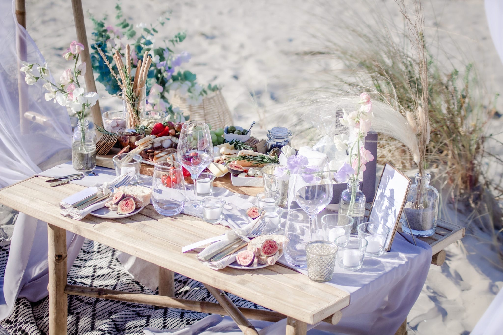 Picnic set up on beach