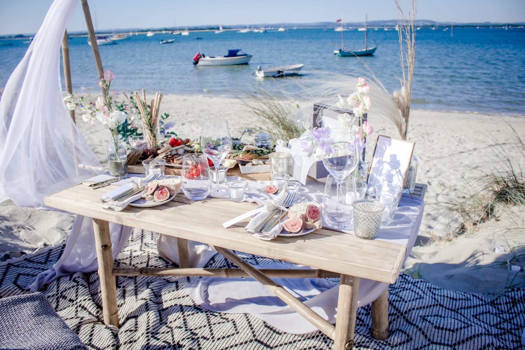 Gourmet picnic on beach