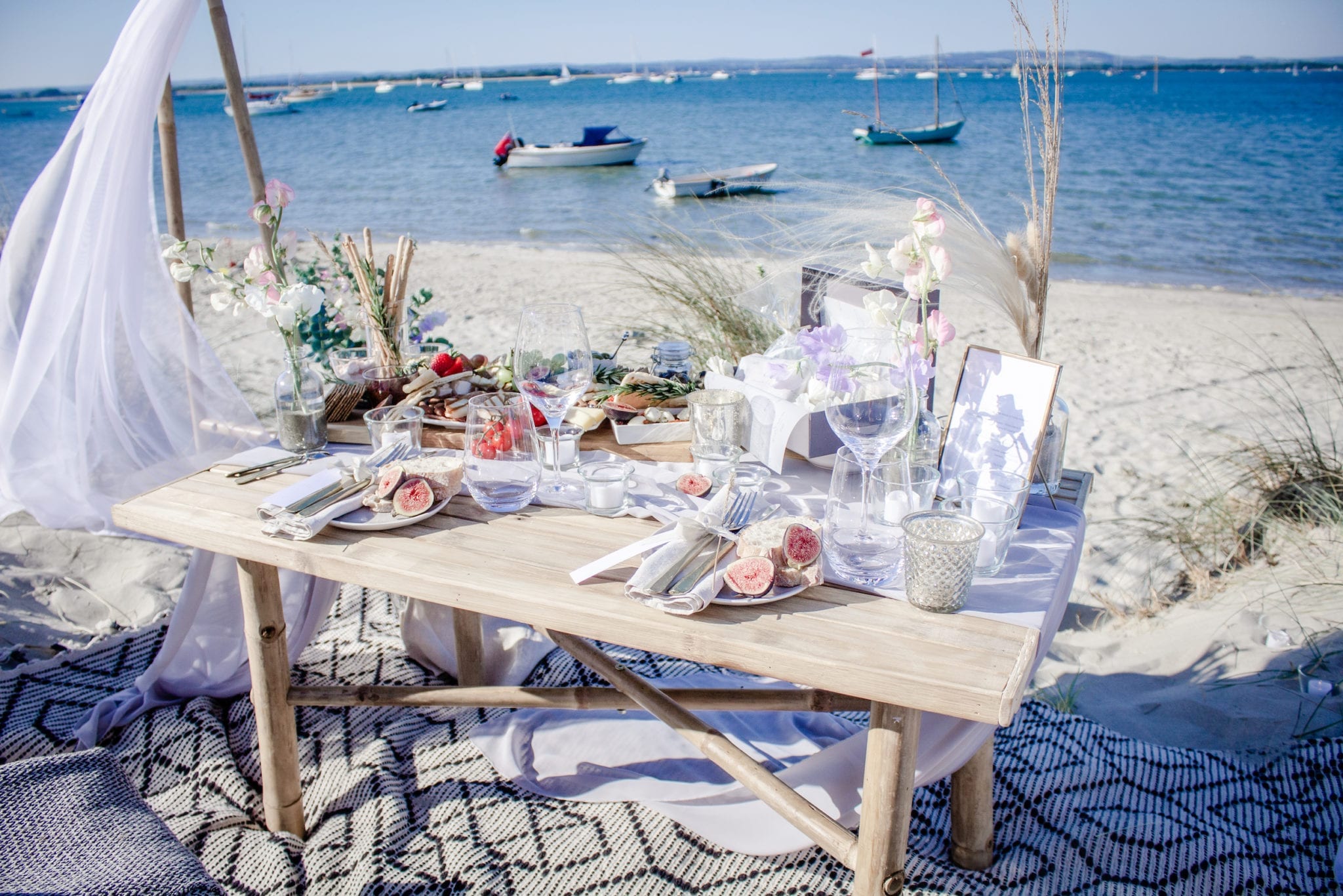 Styled set up for proposal on beach