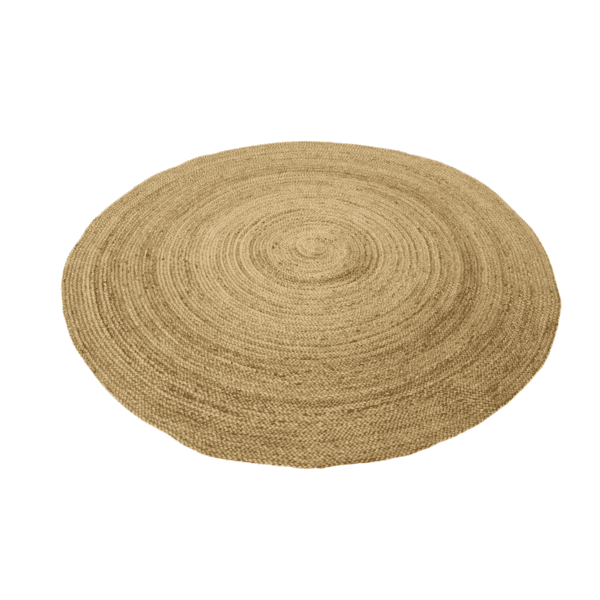Large round hemp rug for hire to wedding and events