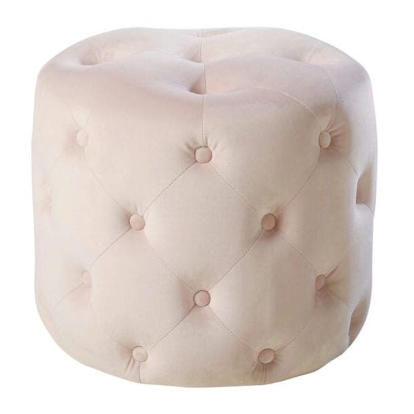 Blush velvet pouffe to hire for weddings and events