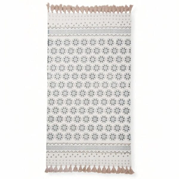 Aria cotton fringed rug to hire for weddings and events